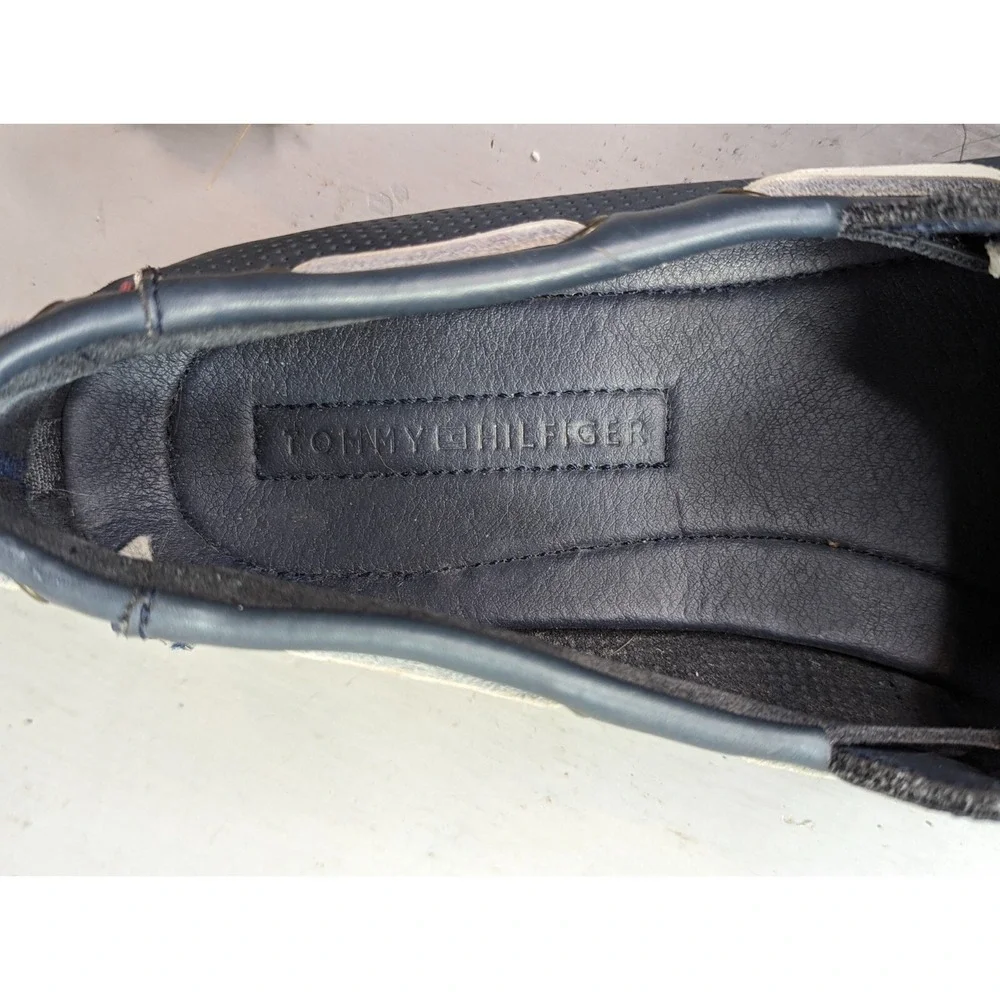 Tommy Hilfiger Boat Shoes Sz 9.5 Blue‎ Leather Casual Lace Up Non Marking Bowman